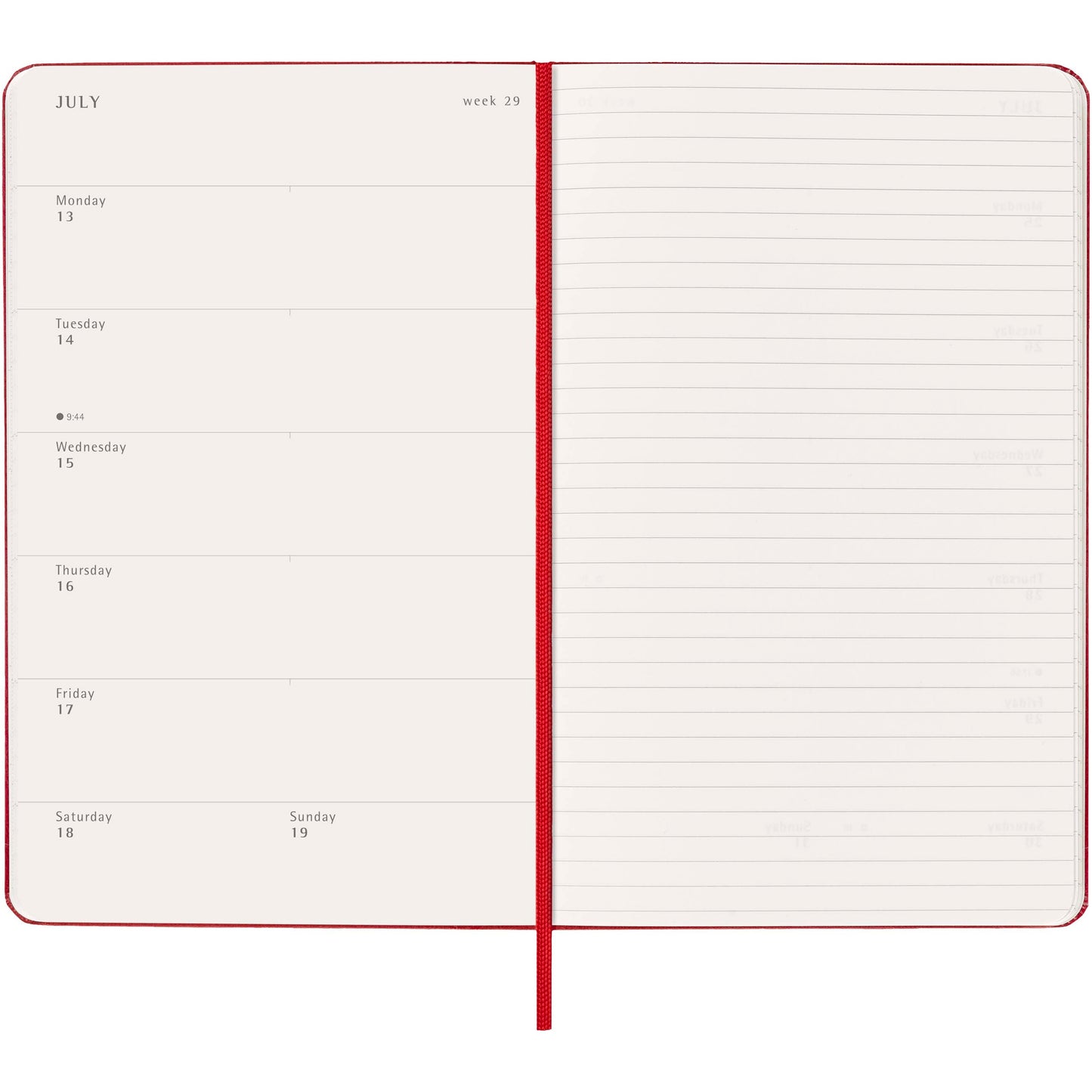 Moleskine inbunden 12-månaders veckoplanerare L