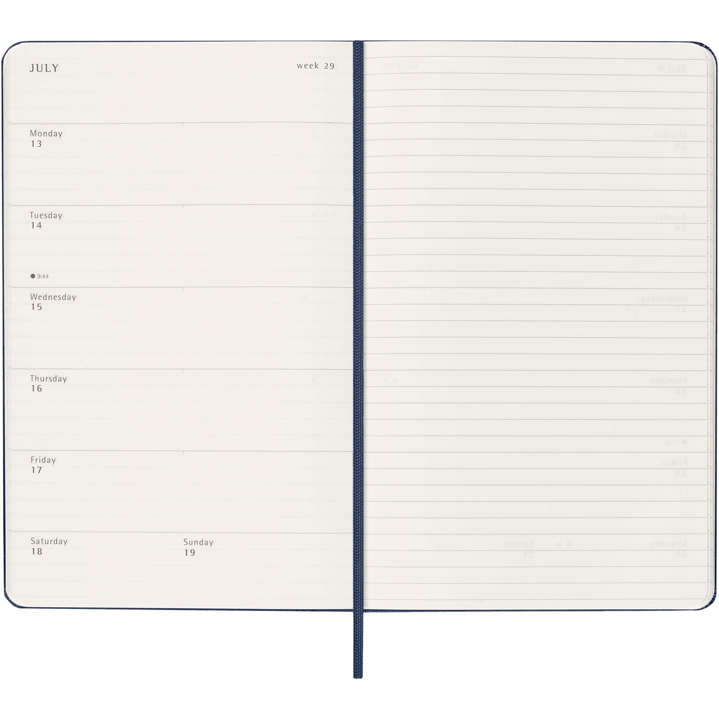 Moleskine inbunden 12-månaders veckoplanerare L