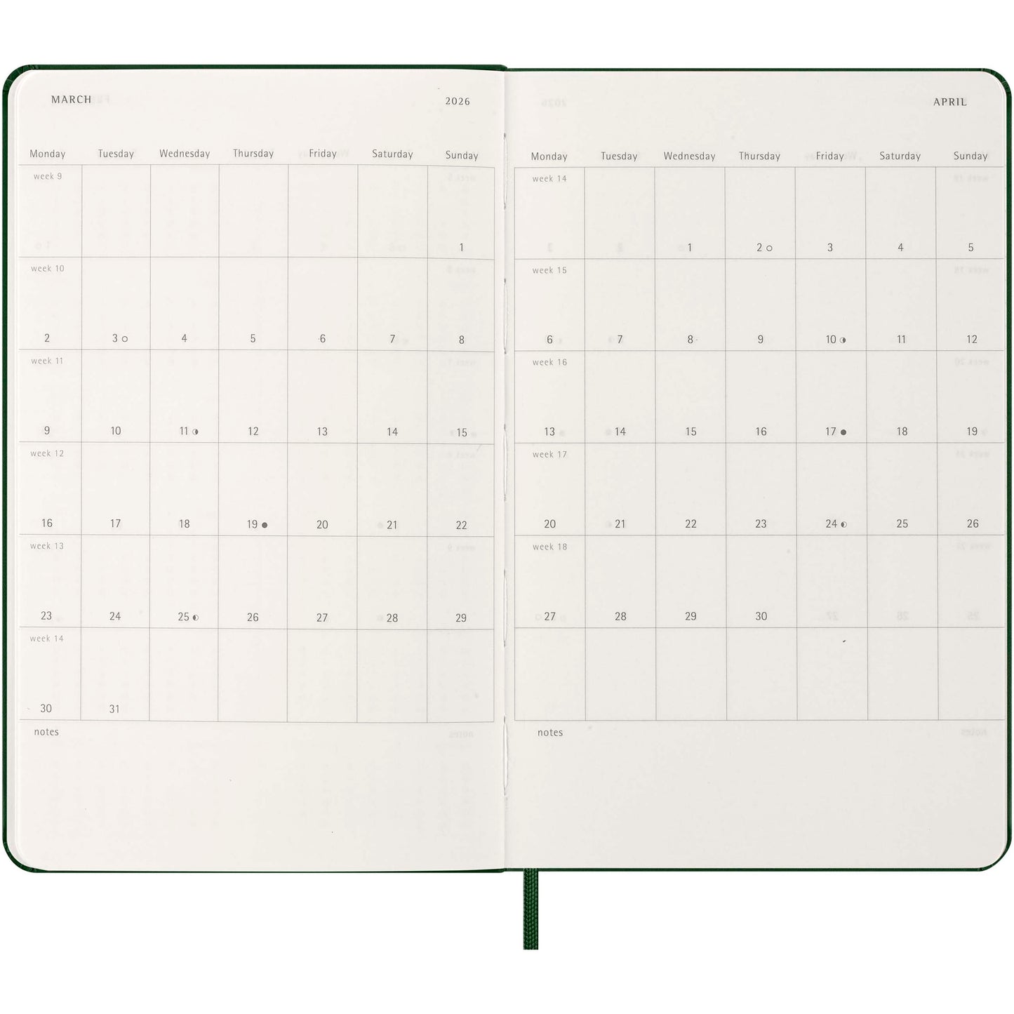 Moleskine inbunden 12-månaders veckoplanerare L
