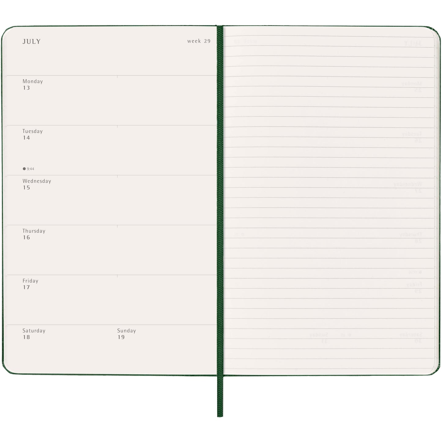 Moleskine inbunden 12-månaders veckoplanerare L