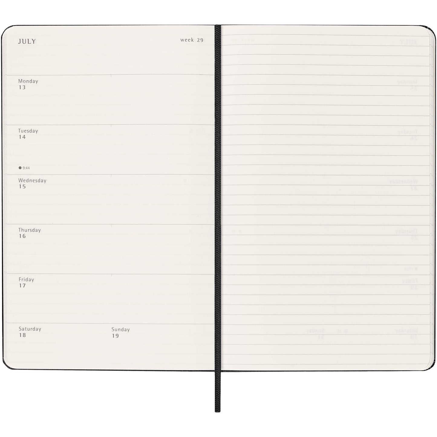Moleskine inbunden 12-månaders veckoplanerare L