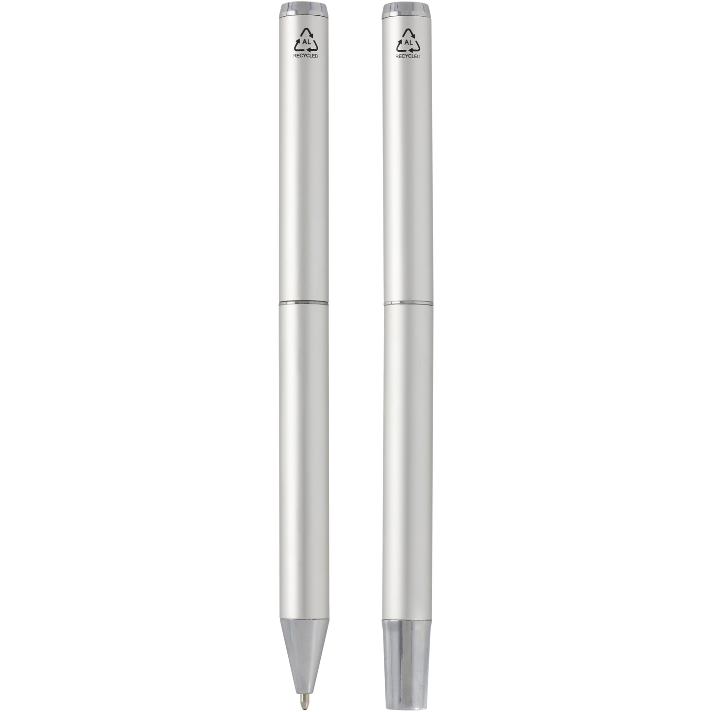 Lucetto presentförpackning med kulspetspenna och rollerballpenna i återvunnen aluminium (svart bläck)