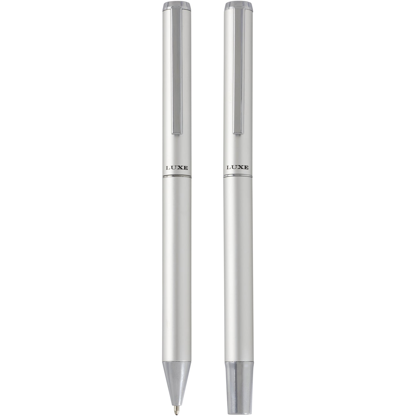 Lucetto presentförpackning med kulspetspenna och rollerballpenna i återvunnen aluminium (svart bläck)