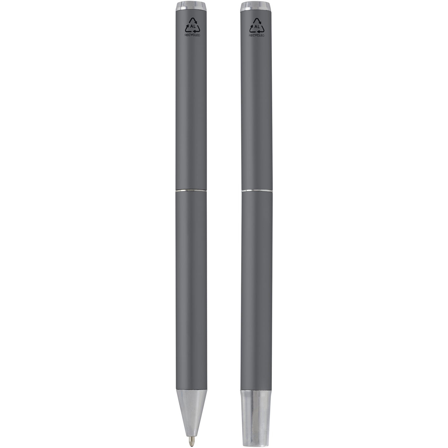 Lucetto presentförpackning med kulspetspenna och rollerballpenna i återvunnen aluminium (svart bläck)