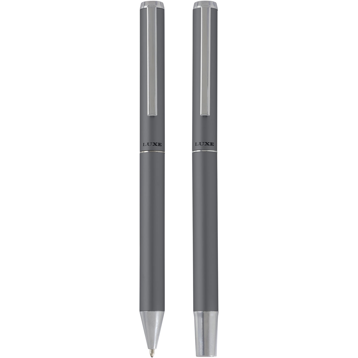 Lucetto presentförpackning med kulspetspenna och rollerballpenna i återvunnen aluminium (svart bläck)