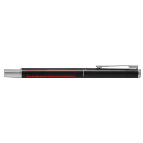 Lucetto presentförpackning med kulspetspenna och rollerballpenna i återvunnen aluminium (svart bläck)