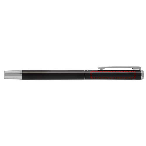 Lucetto presentförpackning med kulspetspenna och rollerballpenna i återvunnen aluminium (svart bläck)