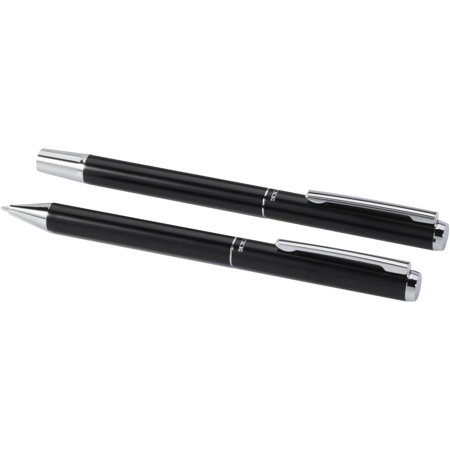 Lucetto presentförpackning med kulspetspenna och rollerballpenna i återvunnen aluminium (svart bläck)