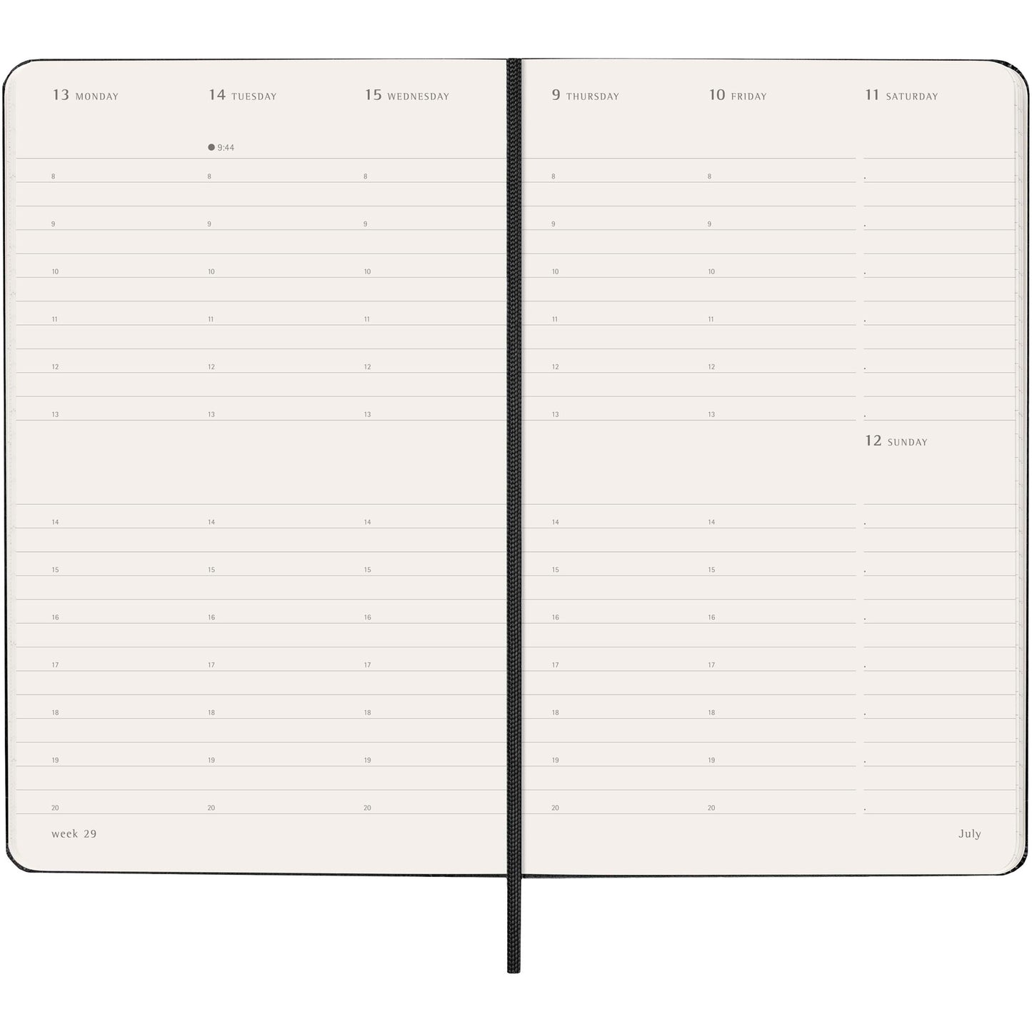 Moleskine inbunden 12-månaders L vertikplanerare