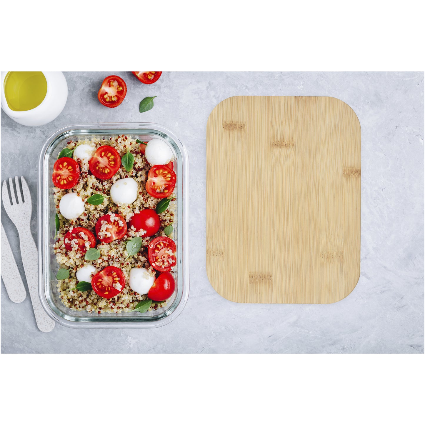 Roby 1000 ml lunchlåda i glas med bambulock
