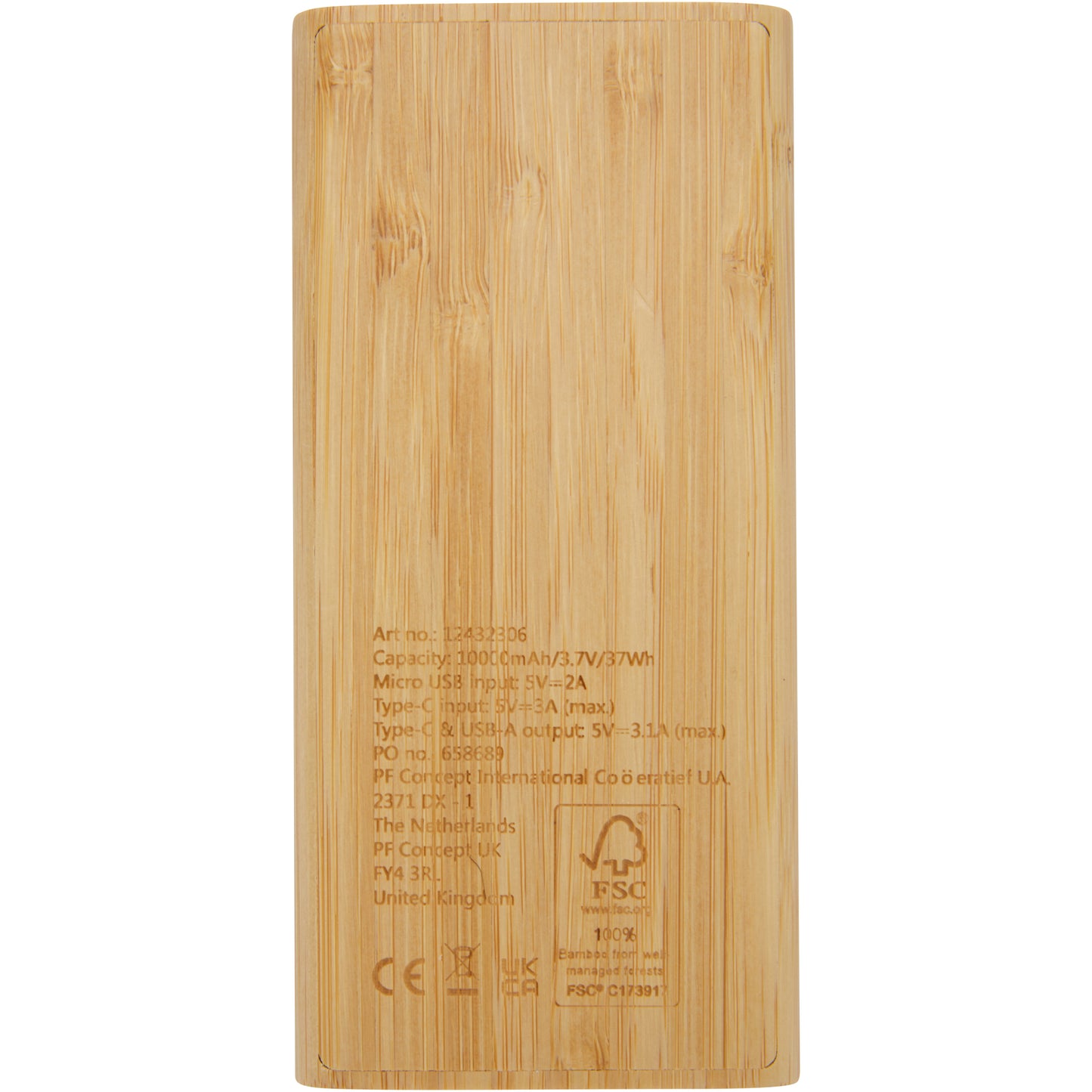 Tulda 10,000 mAh powerbank i bambu