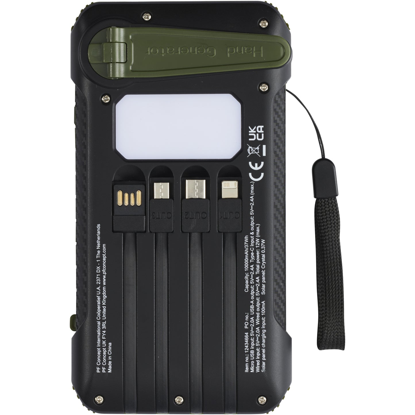 Soldy 10 000 mAh powerbank med soldynamo av RCS-återvunnen plast