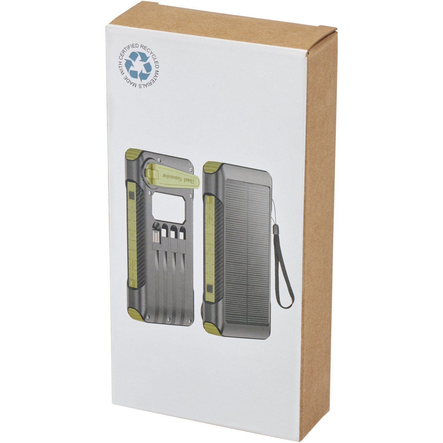Soldy 10 000 mAh powerbank med soldynamo av RCS-återvunnen plast