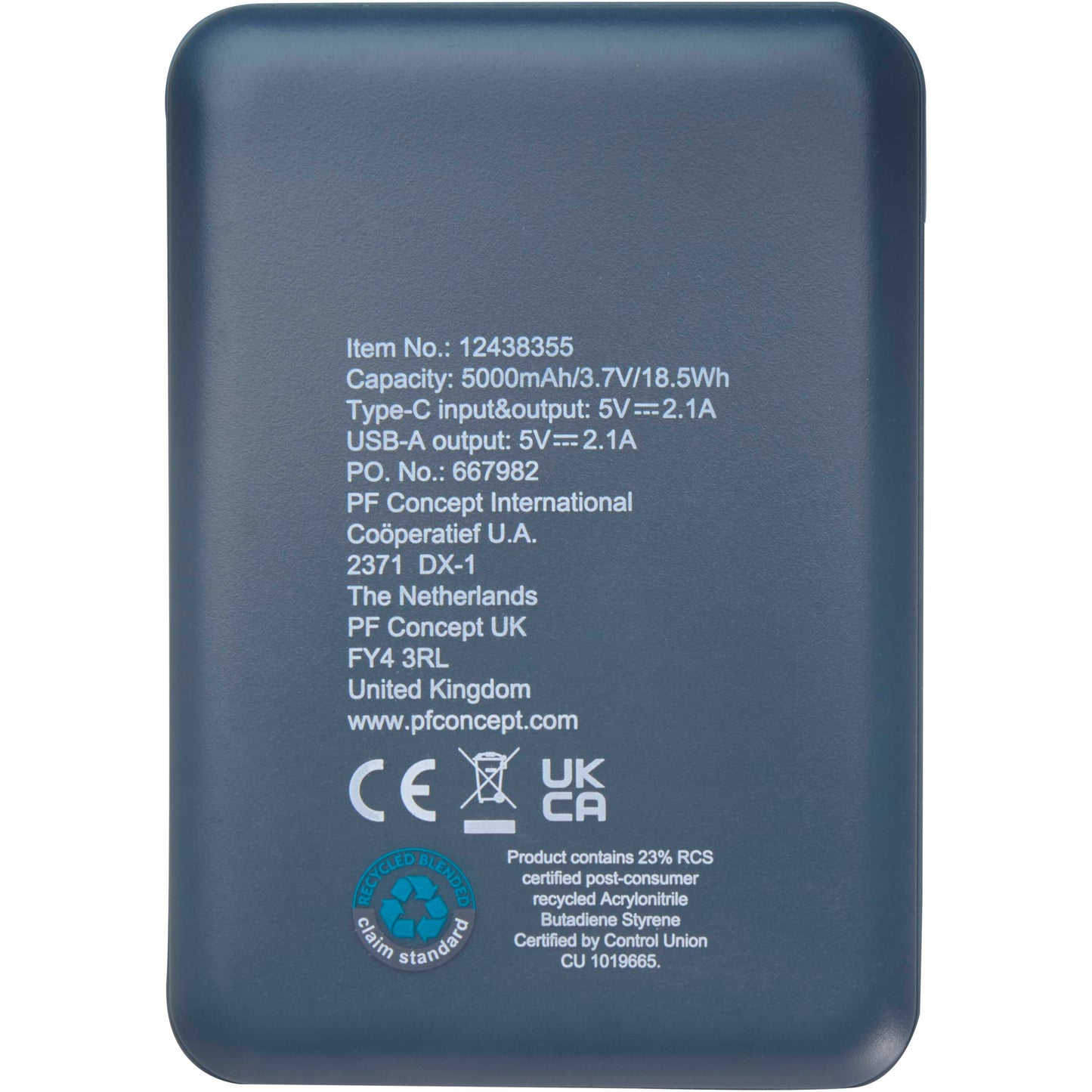 Asama 5 000 mAh Type C-powerbank i återvunnen plast