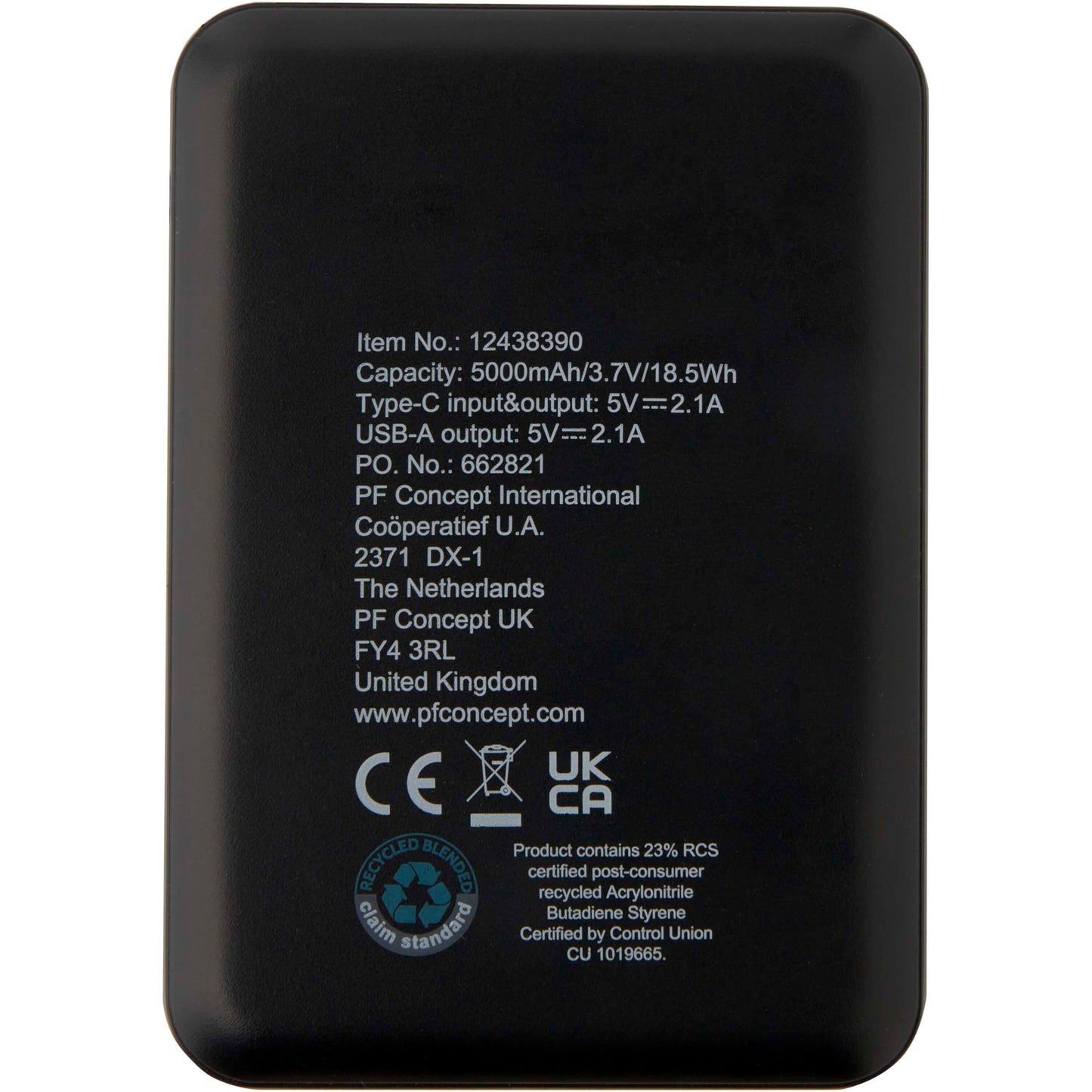 Asama 5 000 mAh Type C-powerbank i återvunnen plast