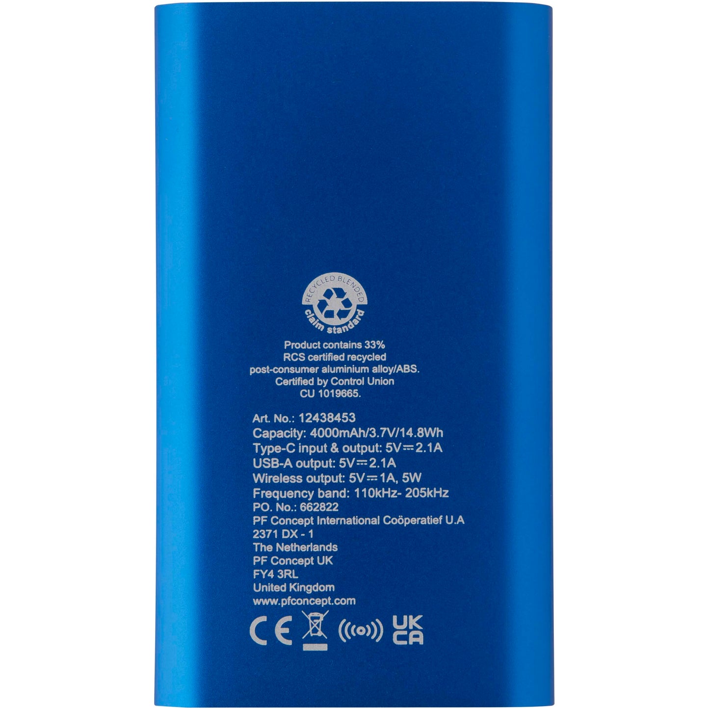 Juice trådlös 4 000 mAh Type C-powerbank i återvunnen aluminium