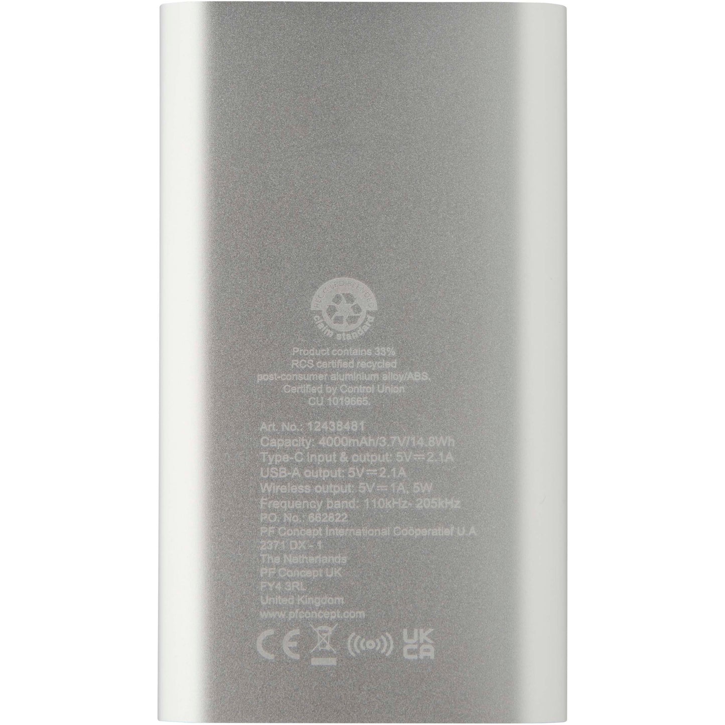 Juice trådlös 4 000 mAh Type C-powerbank i återvunnen aluminium