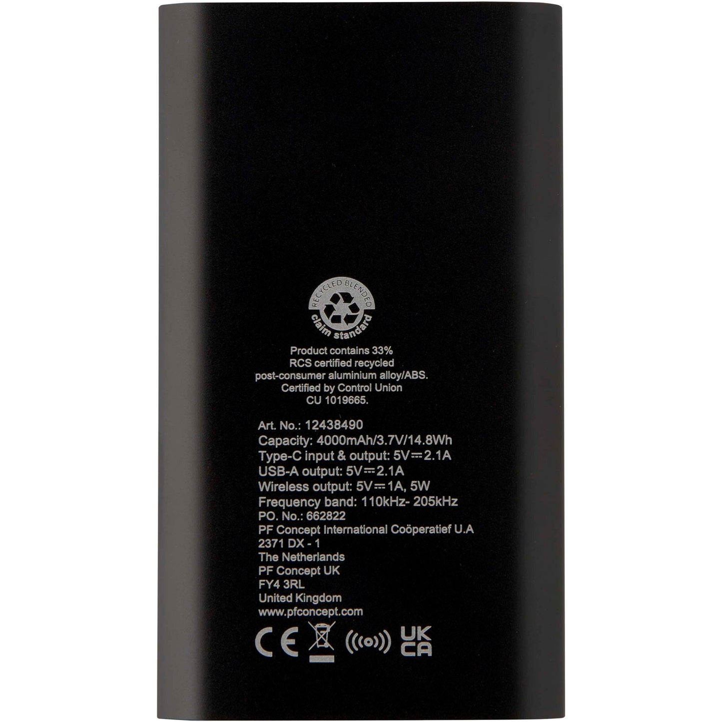 Juice trådlös 4 000 mAh Type C-powerbank i återvunnen aluminium