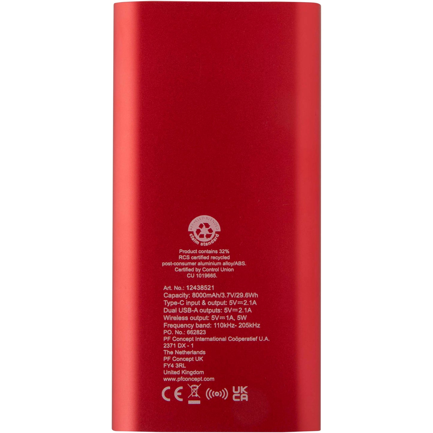 Juice trådlös 8 000 mAh Type C-powerbank i återvunnen aluminium