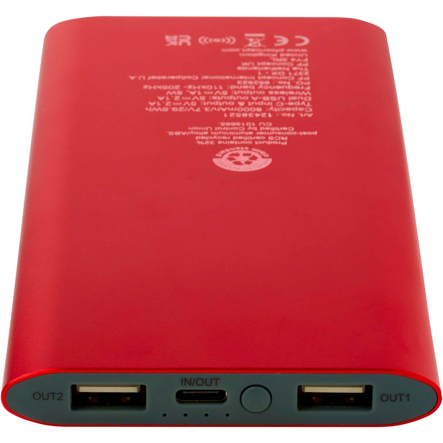Juice trådlös 8 000 mAh Type C-powerbank i återvunnen aluminium