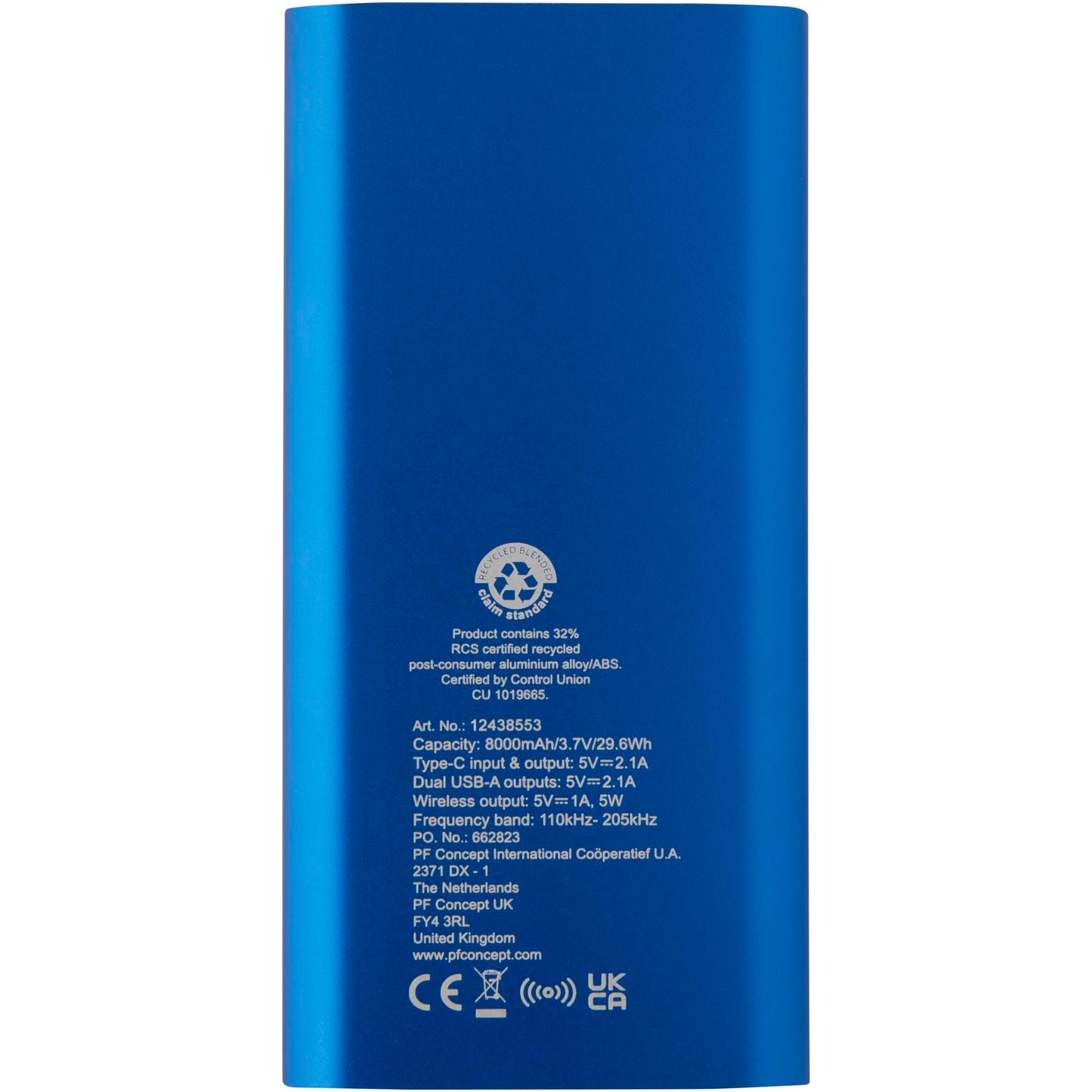Juice trådlös 8 000 mAh Type C-powerbank i återvunnen aluminium