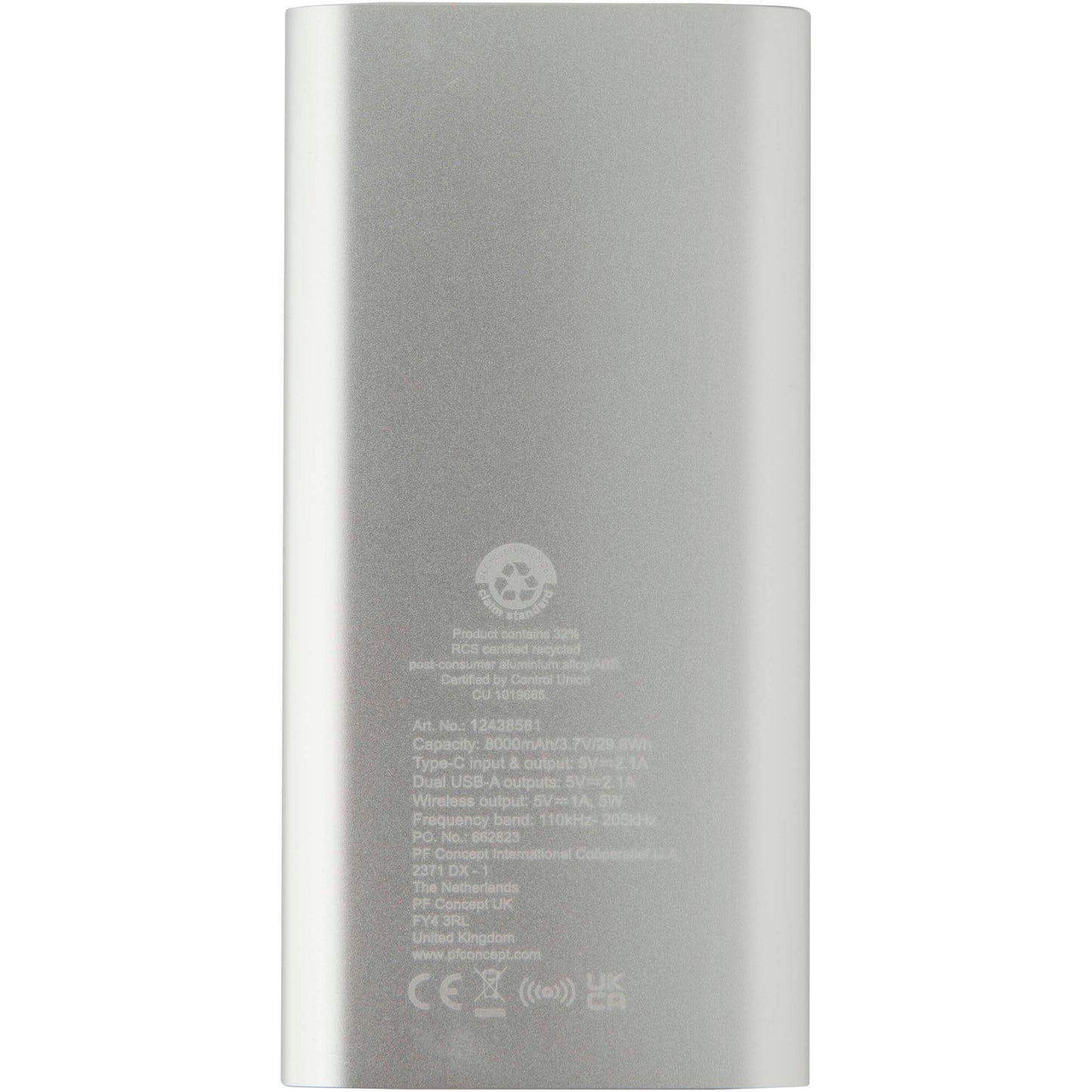 Juice trådlös 8 000 mAh Type C-powerbank i återvunnen aluminium