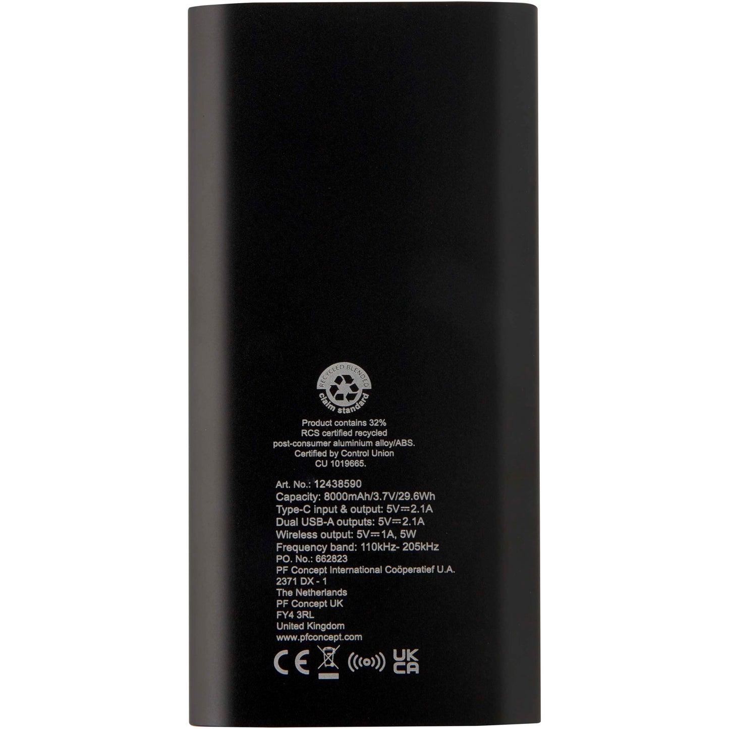 Juice trådlös 8 000 mAh Type C-powerbank i återvunnen aluminium