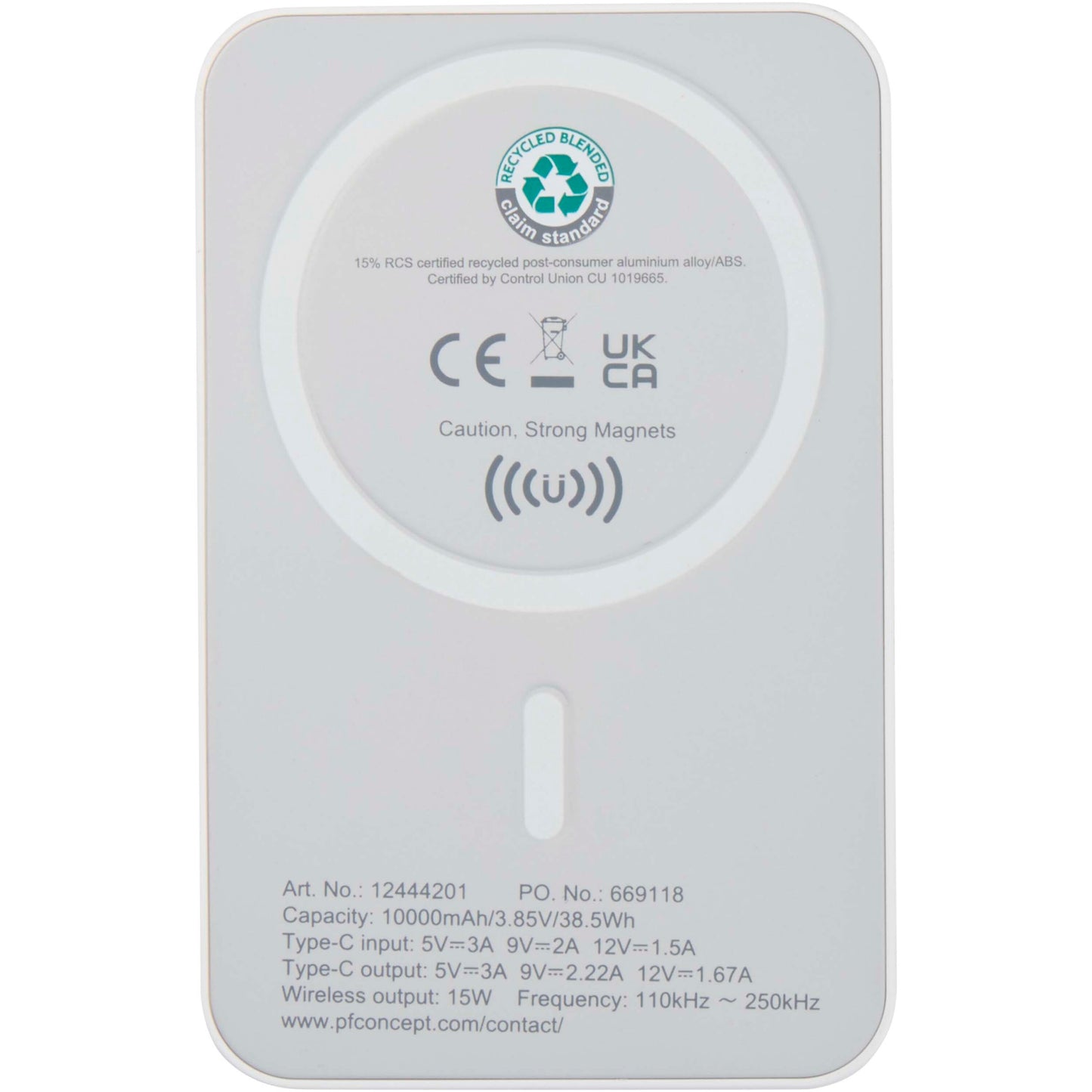 Acrab 10 000 mAh 15 W magnetisk trådlös powerbank med 20 W PD – tillverkad av återvunnen plast