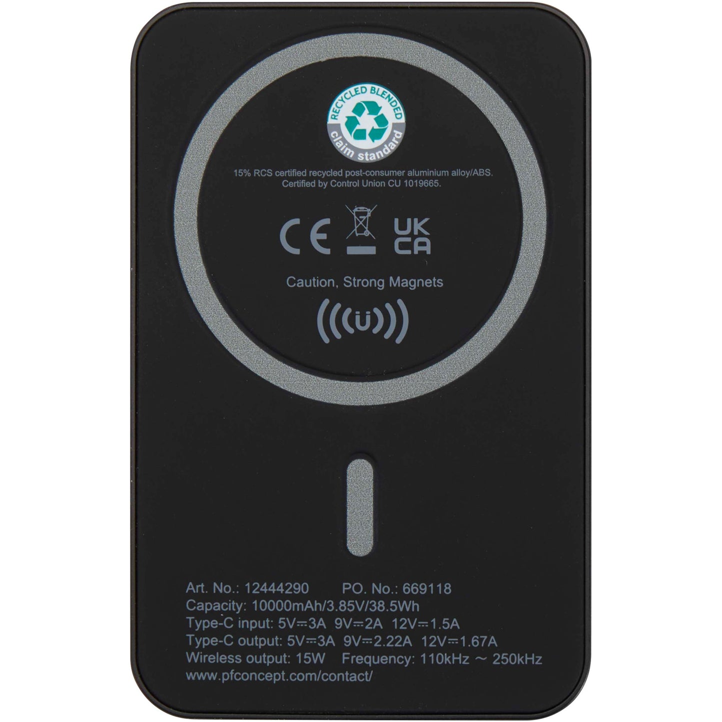 Acrab 10 000 mAh 15 W magnetisk trådlös powerbank med 20 W PD – tillverkad av återvunnen plast