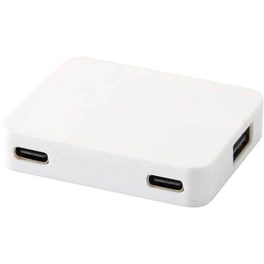 Gaia 4-portars USB-hubb med USB-A- och Typ-C-utgång och dubbla ingångar – tillverkad av återvunnen plast