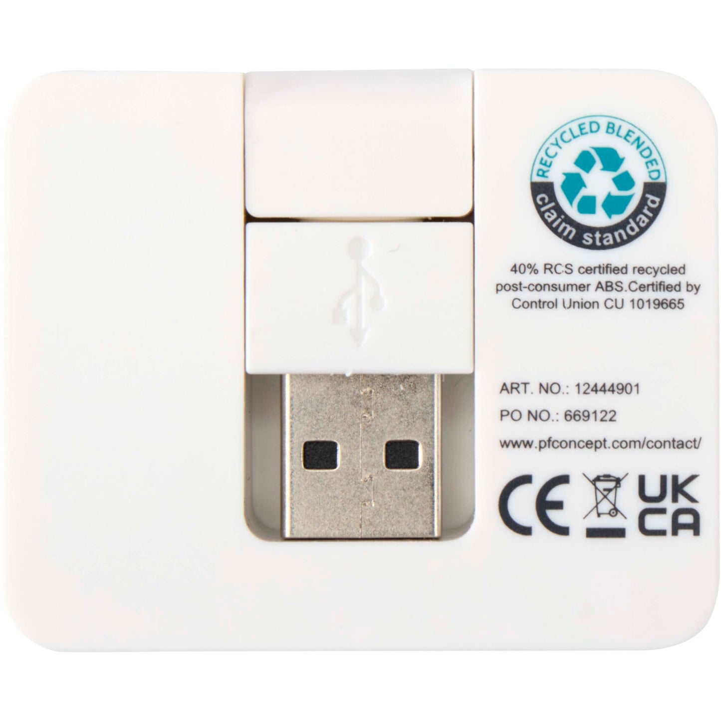 Gaia 4-portars USB-hubb med USB-A- och Typ-C-utgång och dubbla ingångar – tillverkad av återvunnen plast