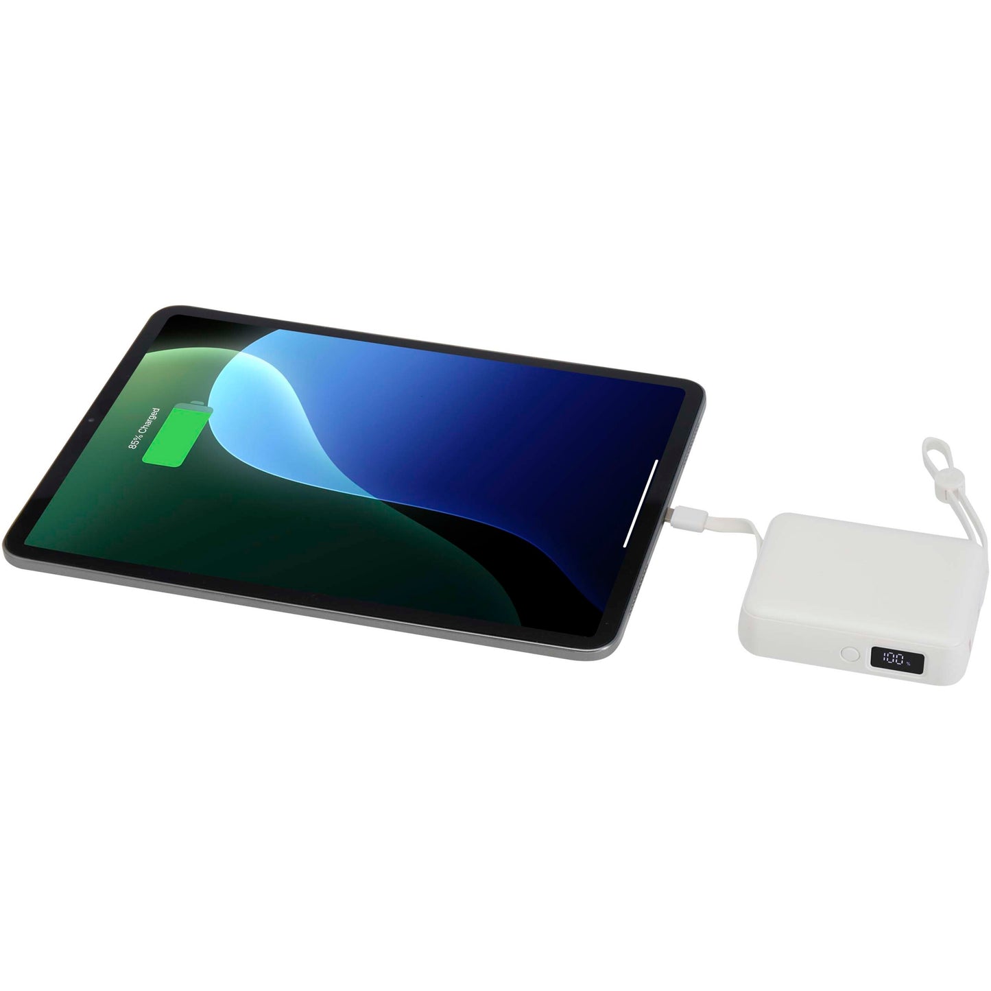 Acrux 10 000 mAh 35 W powerbank för surfplattor med inbyggd Type-C-kabel – tillverkad av återvunnen plast