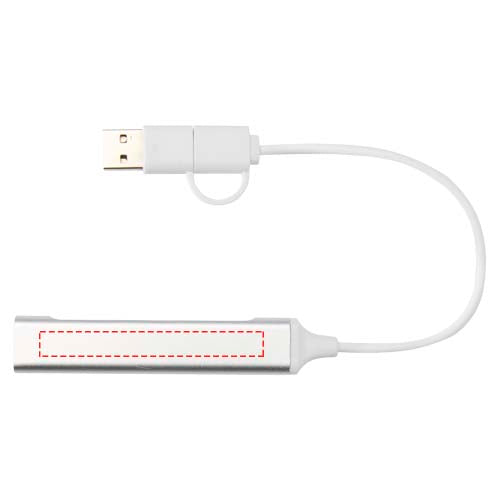 Alkaid 4-portars USB-A- och Typ-C-hubb med dubbla ingångar av återvunnen aluminium