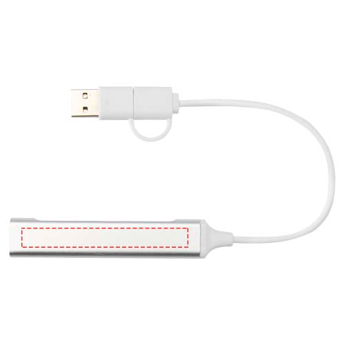 Alkaid 4-portars USB-A- och Typ-C-hubb med dubbla ingångar av återvunnen aluminium