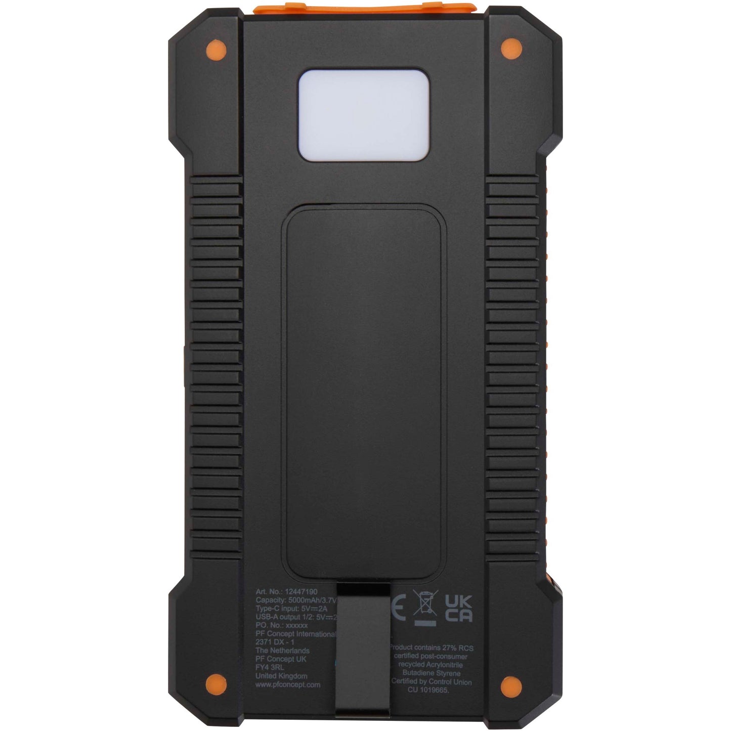 Altair 5 000 mAh 10 W robust solcellspowerbank av återvunnen plast med inbyggd ficklampa