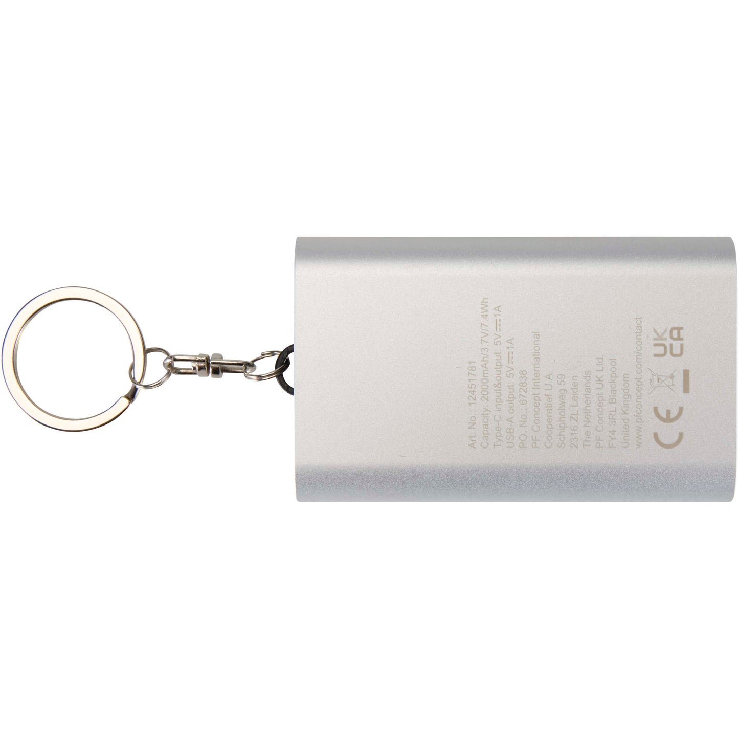 Arcturus 2 000 mAh powerbank i återvunnet aluminium med nyckelring