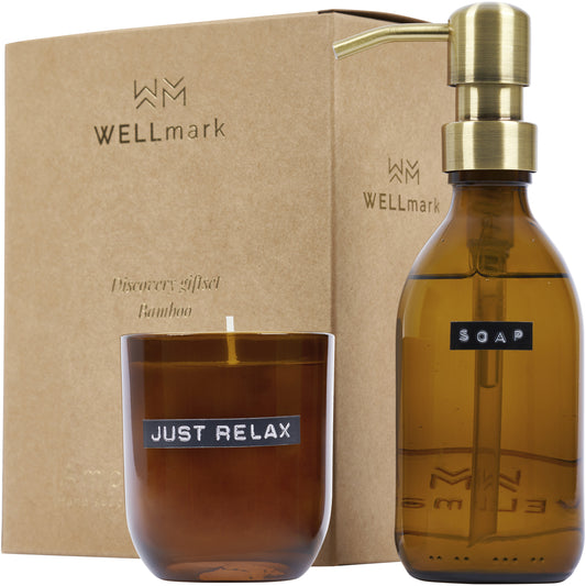 Wellmark Discovery 200 ml handtvål med pump och 150 g doftljus – bambudoft