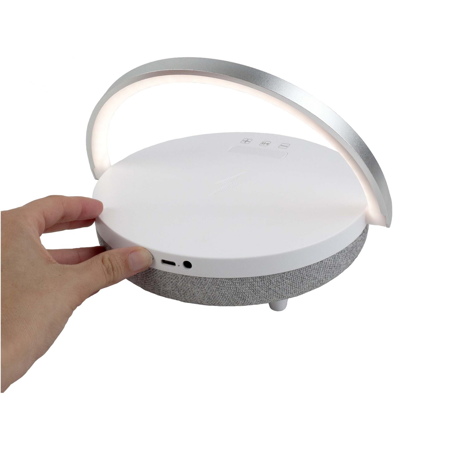 Prixton 4-i-1 Bluetooth®-högtalare på 10 W med LED-lampa och trådlös laddningsbas