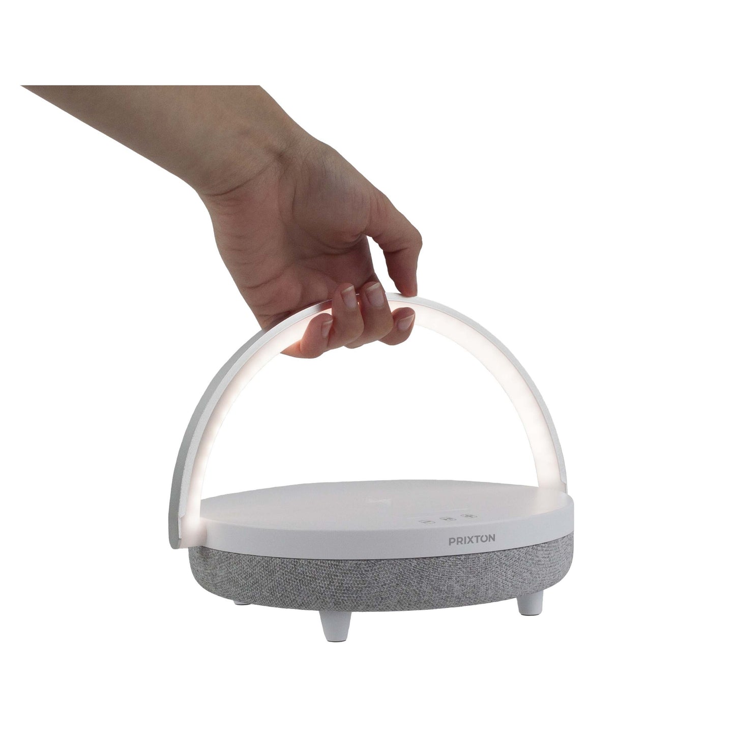 Prixton 4-i-1 Bluetooth®-högtalare på 10 W med LED-lampa och trådlös laddningsbas