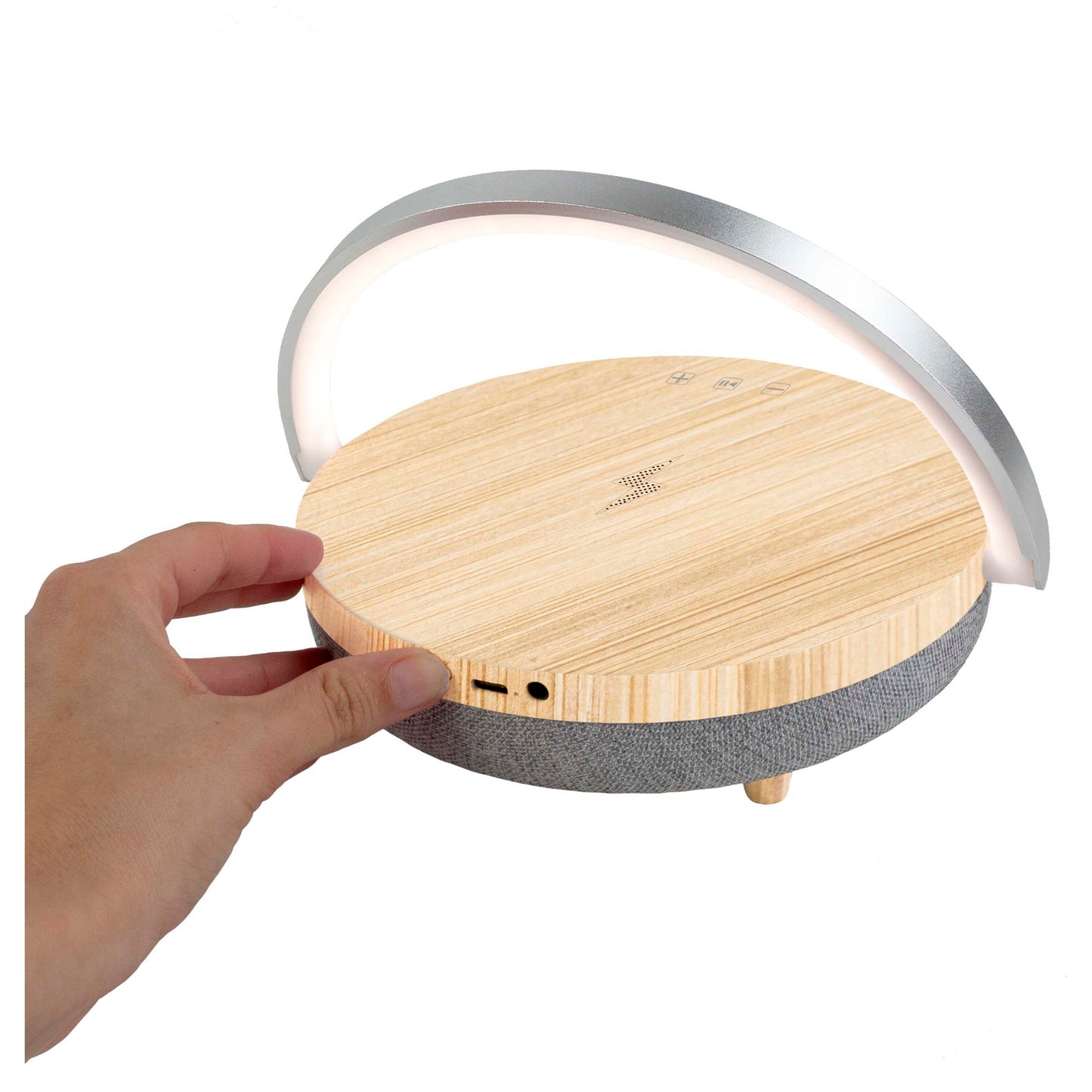Prixton 4-i-1 Bluetooth®-högtalare på 10 W med LED-lampa och trådlös laddningsbas