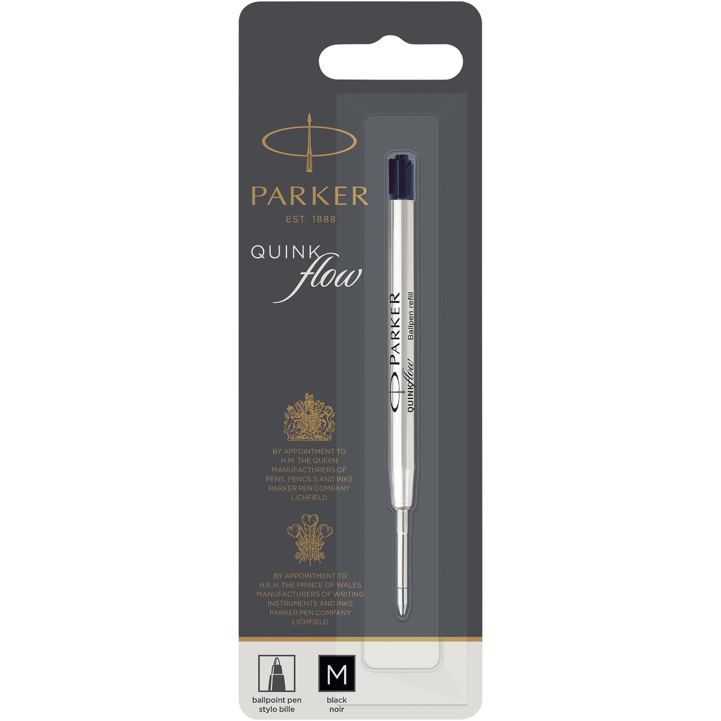 Parker Quinkflow kulspetspenna refill (svart bläck)