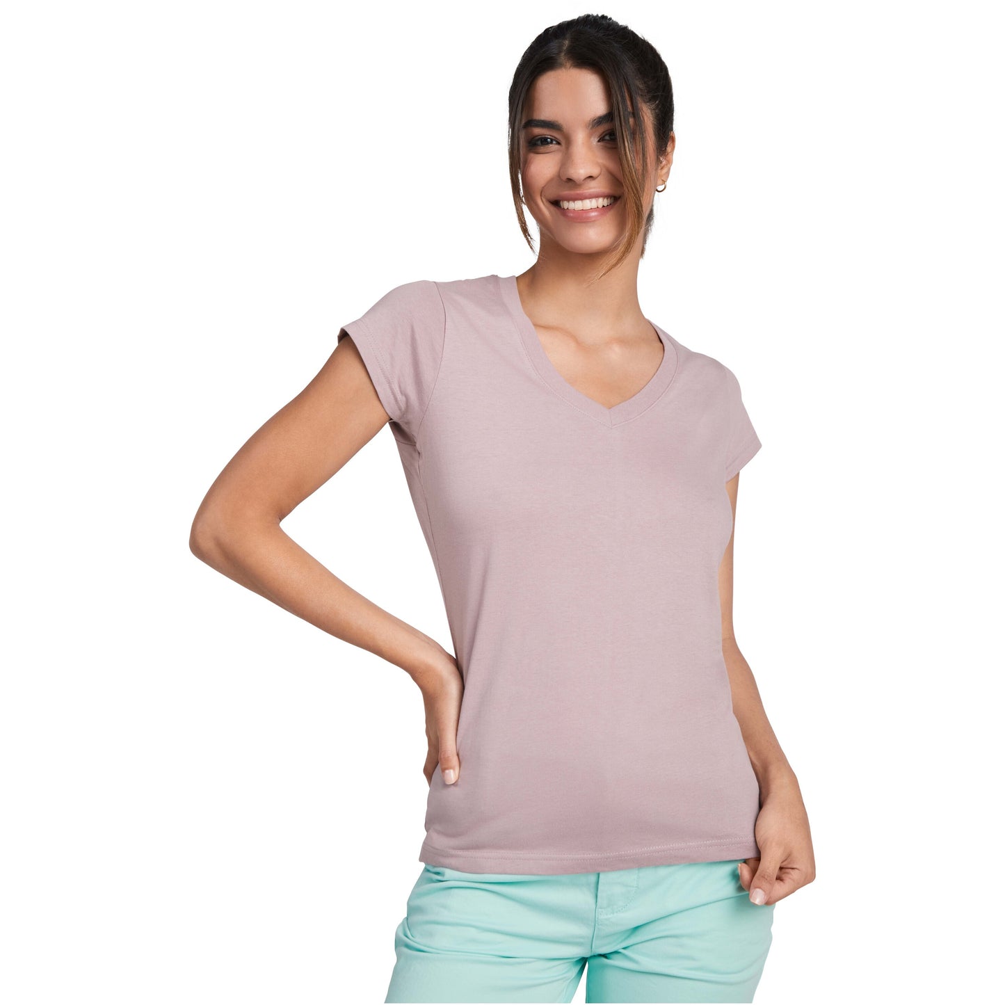Victoria kortärmad v-ringad T-shirt för dam